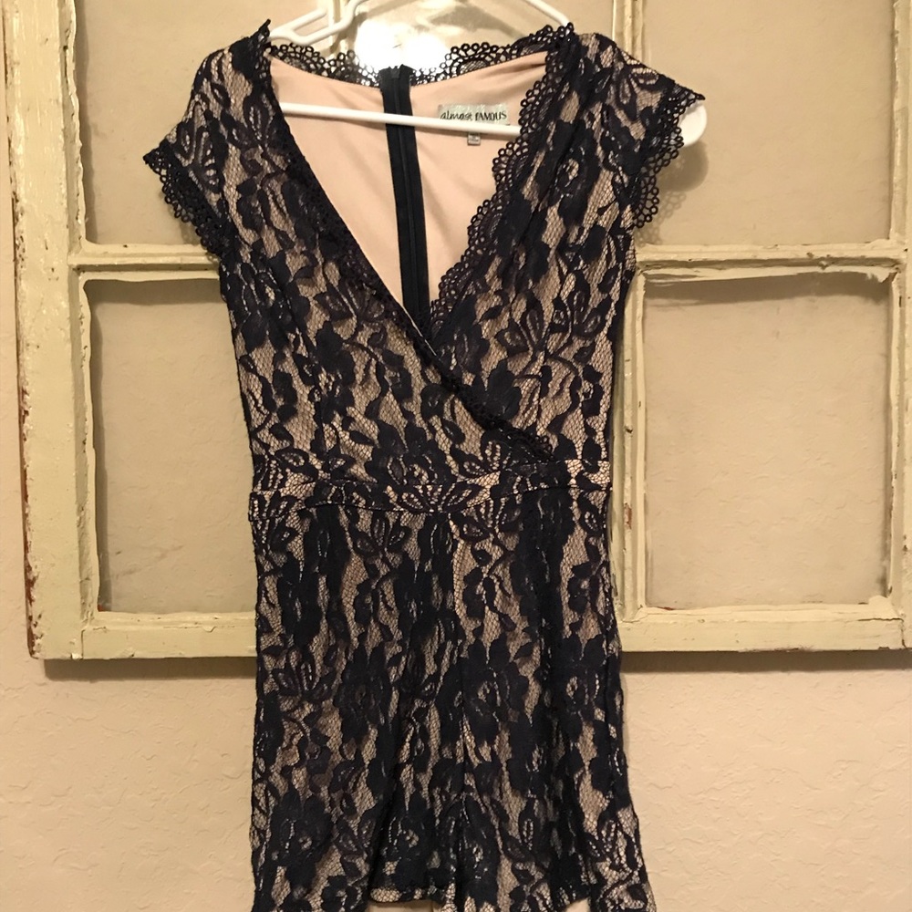 Navy lace romper